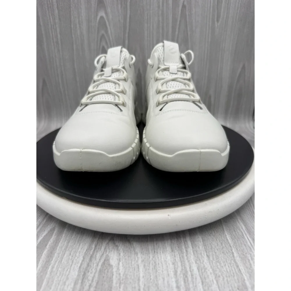 ECCO Gruuv‎ US Mens 8.5 EU 42 White Gray Leather Athletic Running Sneakers Shoes